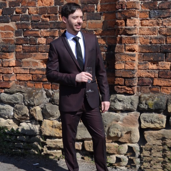 Burgundy 2pc slim fit suit