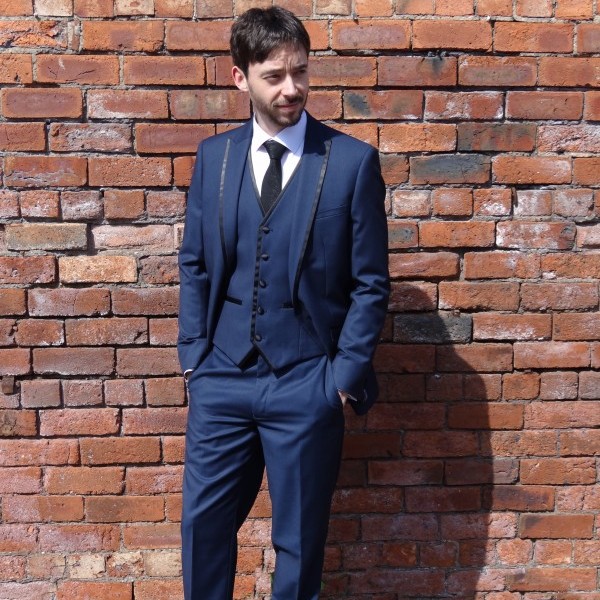 Mid Blue Slim Fit Suit 3PC