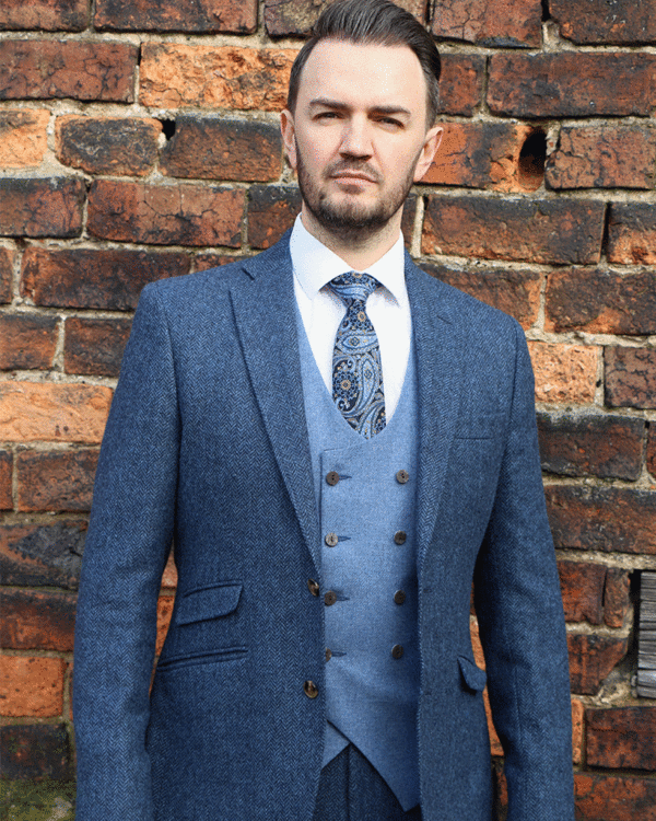 To Hire, Torre Blue Herringbone Tweed suit (full outfit) - Image 5