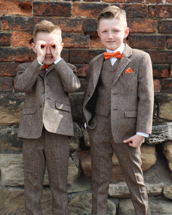 To Hire, Boys Torre Brown 100% wool Tweed Suit (full outfit) - Image 4