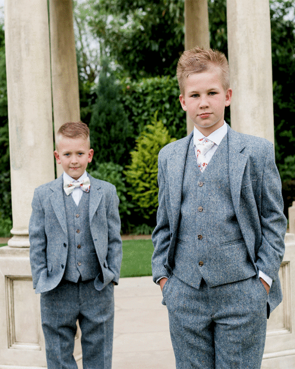 To Hire, Boys Torre Blue/Grey 100% wool Tweed Suit (full outfit) - Image 3