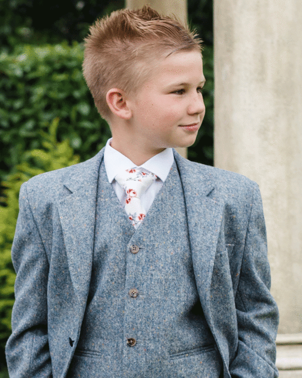 To Hire, Boys Torre Blue/Grey 100% wool Tweed Suit (full outfit) - Image 2