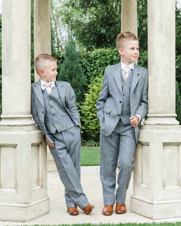 To Hire, Boys Torre Blue/Grey 100% wool Tweed Suit (full outfit)