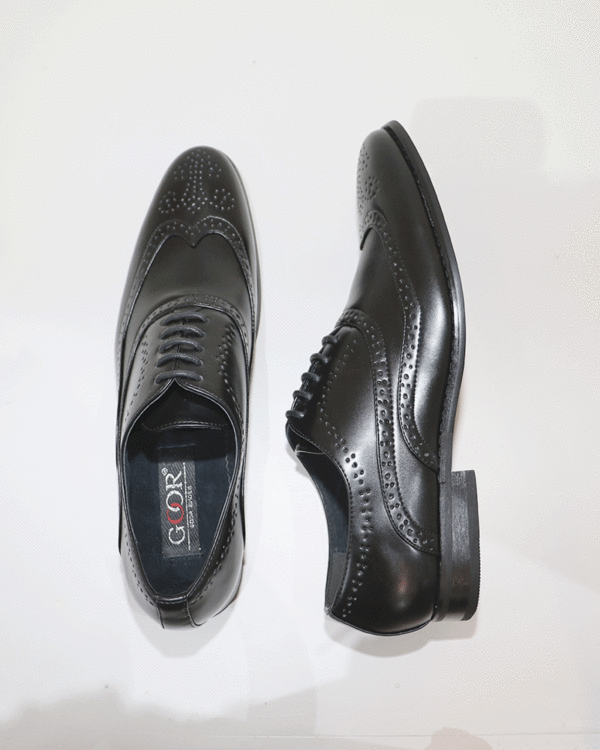 Mens Black Goor 370 Brogue Shoe