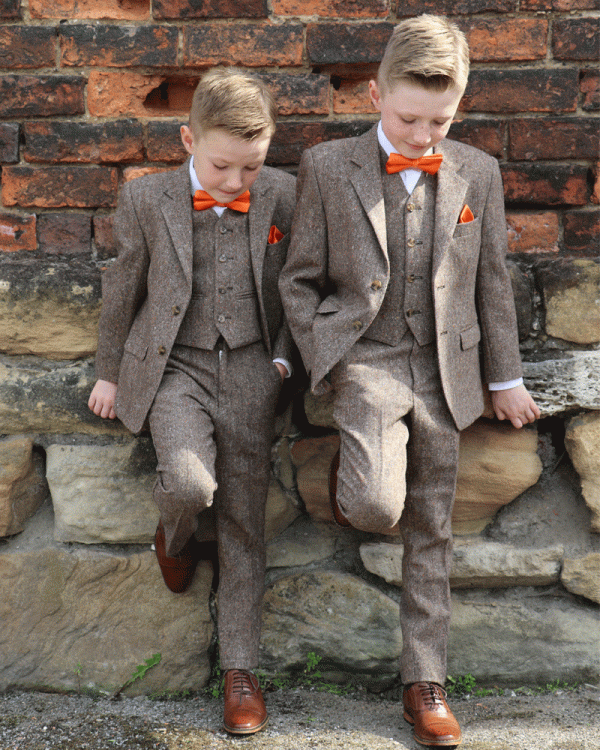 To Hire, Boys Torre Brown 100% wool Tweed Suit (full outfit) - Image 2
