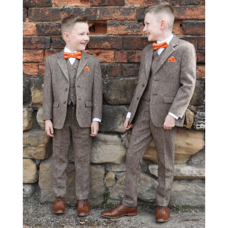 To Hire, Boys Torre Brown 100% wool Tweed Suit (full outfit)