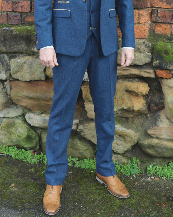 Marc Darcy Dion Blue Check Tweed Trousers