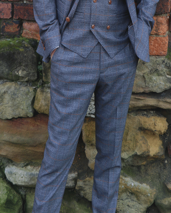 Marc Darcy Jenson Grey/Tan Checked Trousers