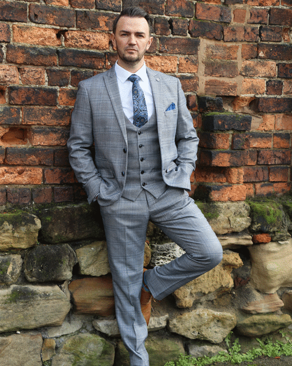 Marc Darcy Jerry Grey Check Suit