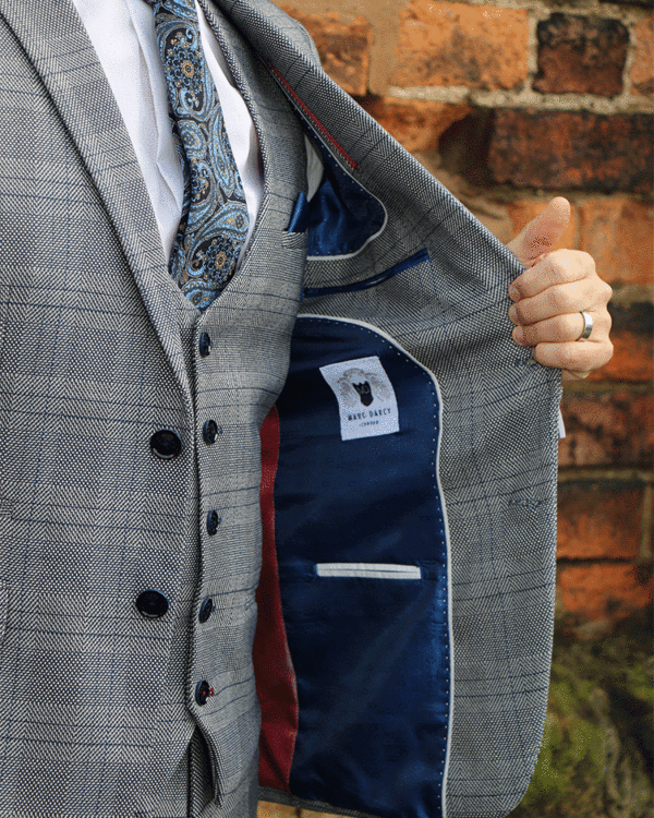 Marc Darcy Jerry Grey Check Waistcoat - Image 2