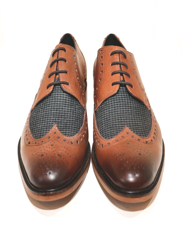 Mens Mid Tan/Tweed Roamers 9592 Brogue Shoe - Image 3