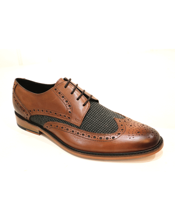 Mens Mid Tan/Tweed Roamers 9592 Brogue Shoe - Image 2