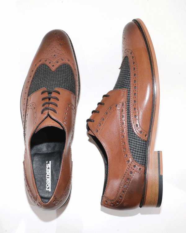 Mens Mid Tan/Tweed Roamers 9592 Brogue Shoe