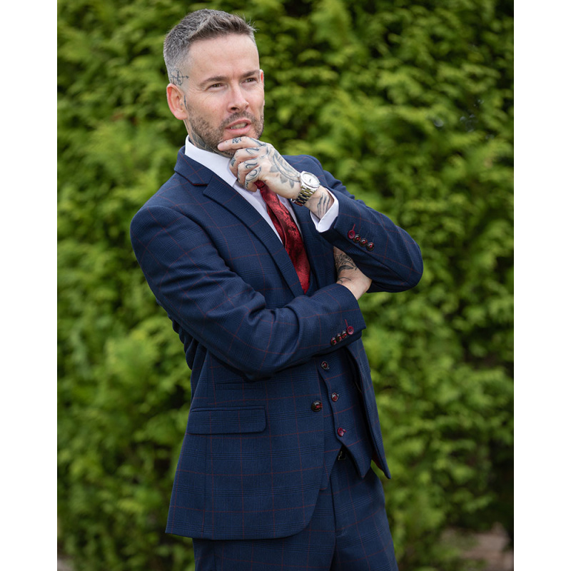 To Hire Marc Darcy Edinson Navy Wine Check (full outfit) - Image 3