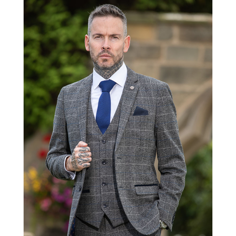 To Hire, Marc Darcey Scott Grey Checked Suit (full outfit)