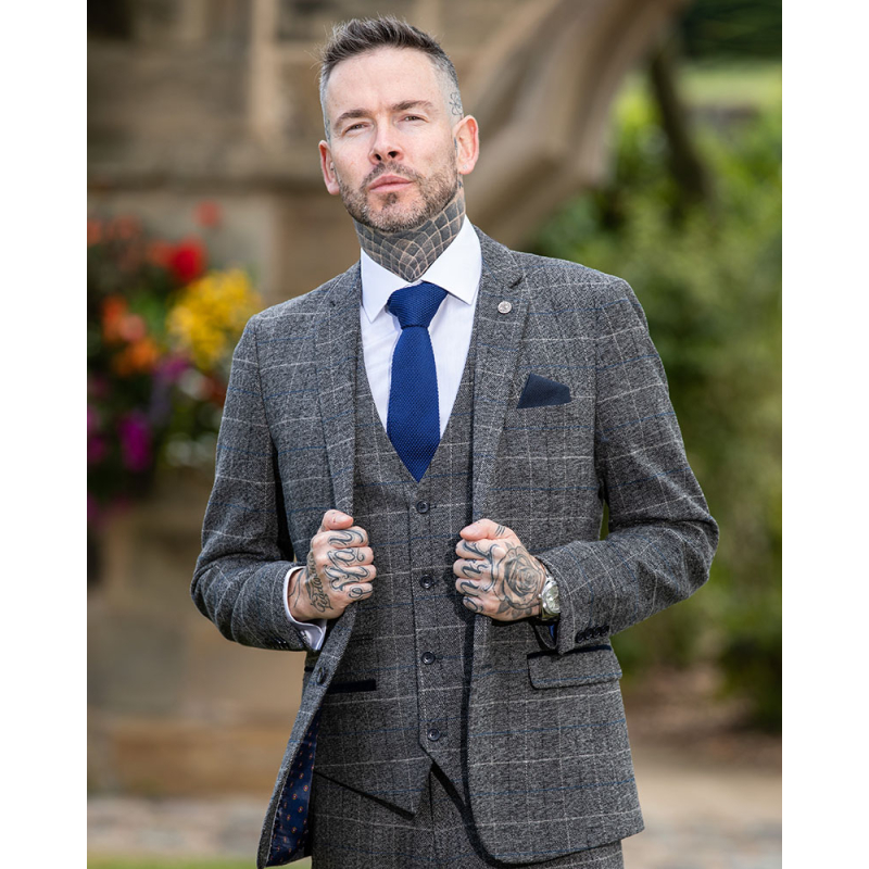 To Hire, Marc Darcey Scott Grey Checked Suit (full outfit) - Image 4