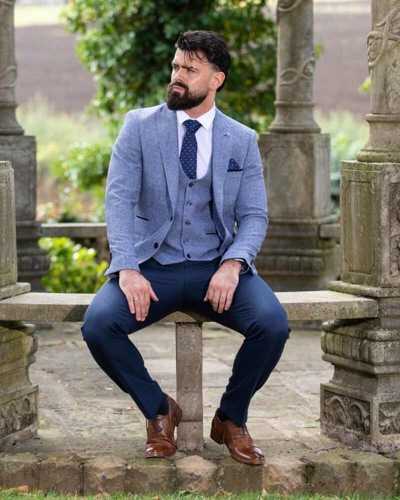 To Hire, Simon Blue Jacket and Waistcoat with contrasting NavyTrousers (full outfit) (Copy) - Image 3