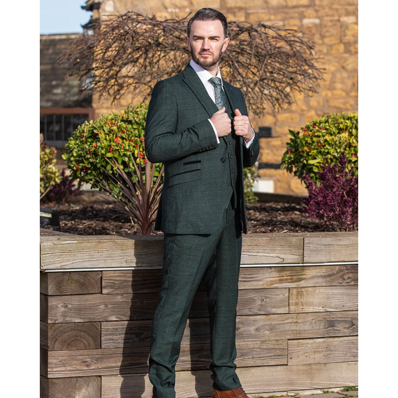 To Hire, Cavani Caridi Olive Checked Suit (full outfit) - Image 4