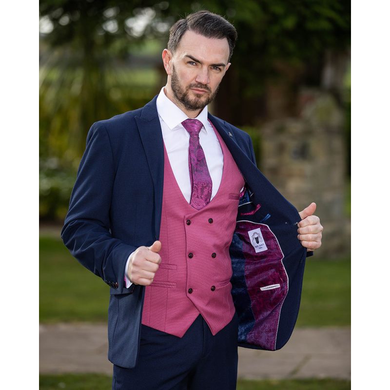 To Hire, Marc Darcy Bromley  Navy  Check (full outfit) - Image 5