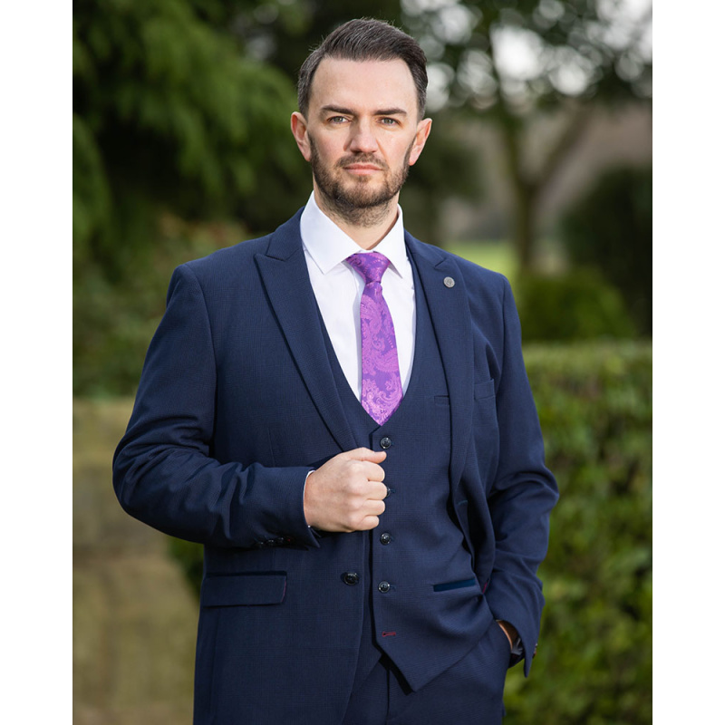 To Hire, Marc Darcy Bromley  Navy  Check (full outfit) - Image 2