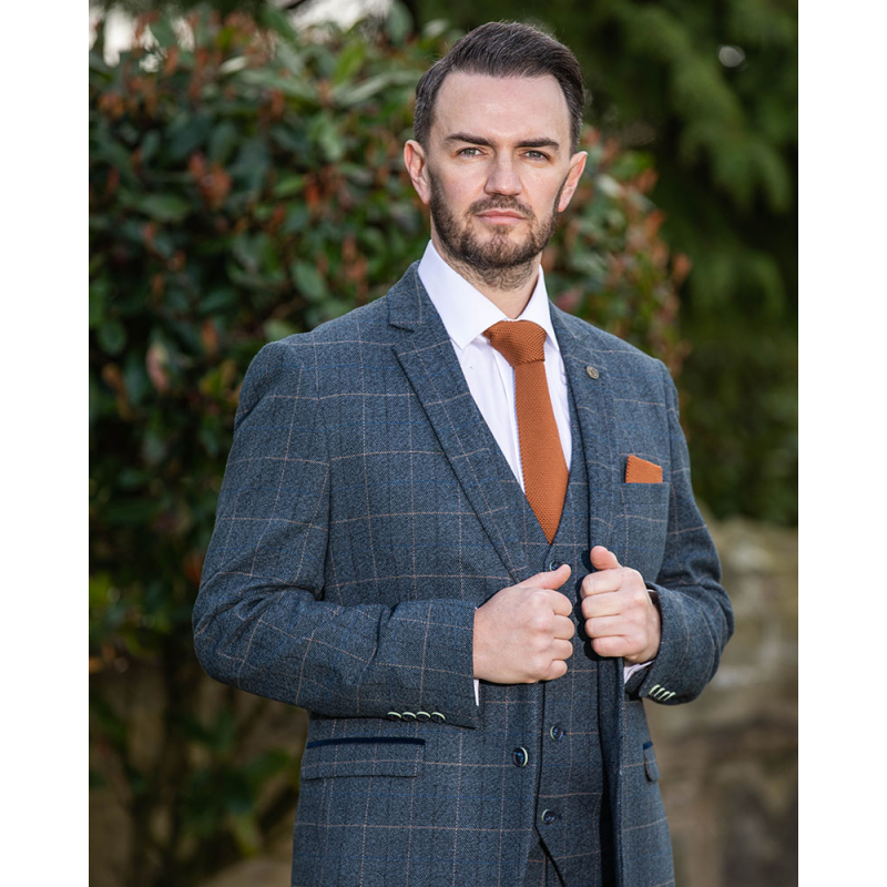 To Hire, Marc Darcy Scott Blue Checked Suit (full outfit) - Image 2