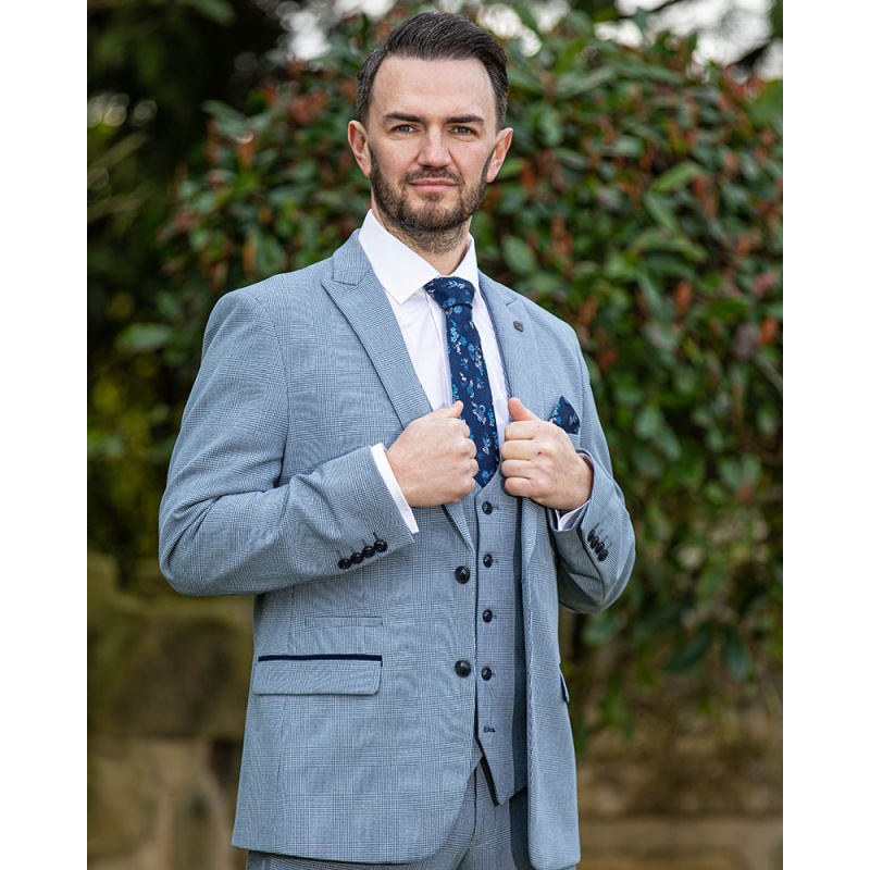 To buy Marc Darcy Bromley Sky Check 3pc Suit - Image 4