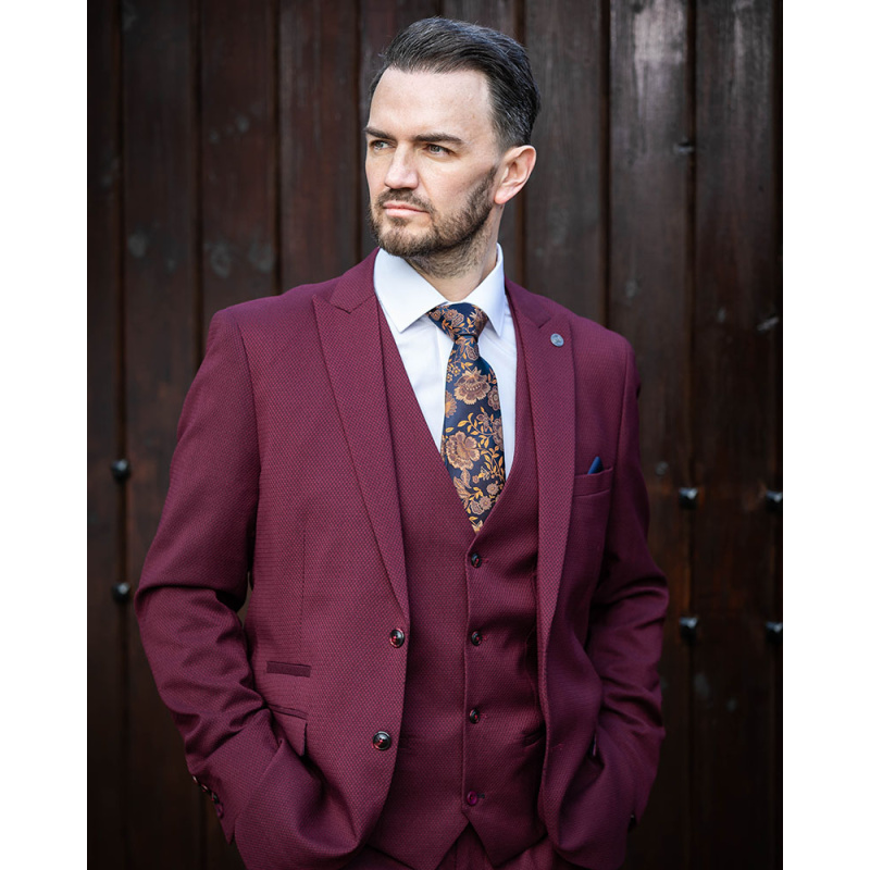 Marc Darcy Max Wine Plain 3pc Suit - Image 3
