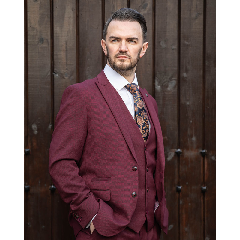 Marc Darcy Max Wine Plain 3pc Suit