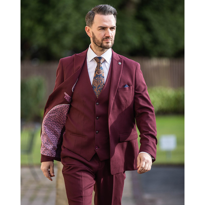 Marc Darcy Max Wine Plain 3pc Suit - Image 2