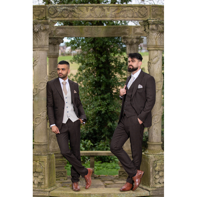To Hire, Cavani Caridi Brown Checked Suit (full outfit) - Image 6