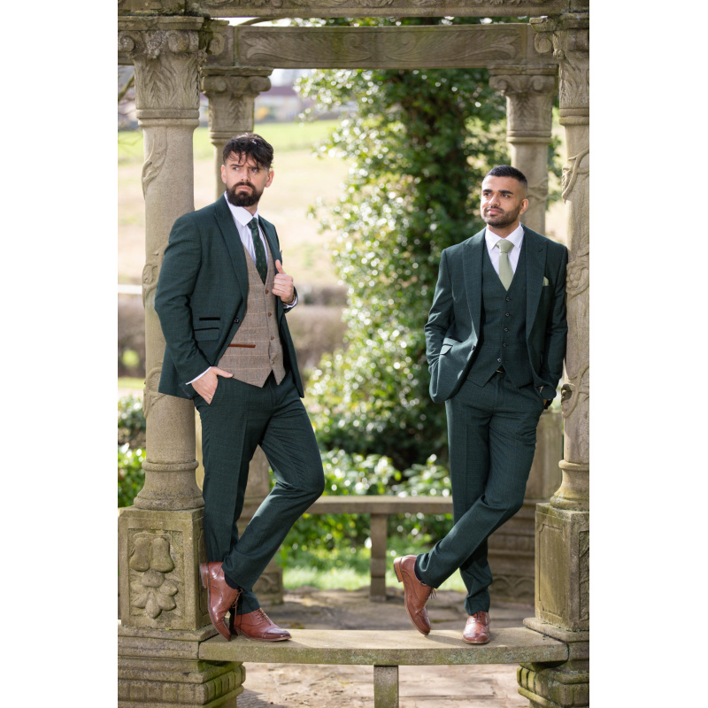 To Hire, Cavani Caridi Olive Checked Suit (full outfit) - Image 6