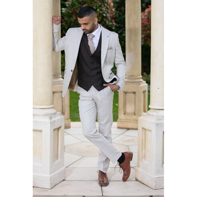 To Hire, Cavani Caridi Beige Checked Suit (full outfit) - Image 4